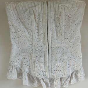 BETSEY JOHNSON White Eyelet Ruffle Top